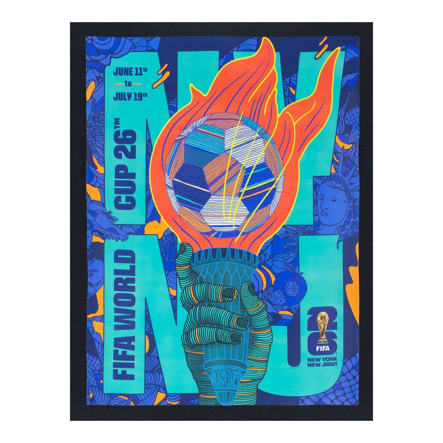 FIFA World Cup 2026™  New York New Jersey Poster Black T-Shirt - Unisex
