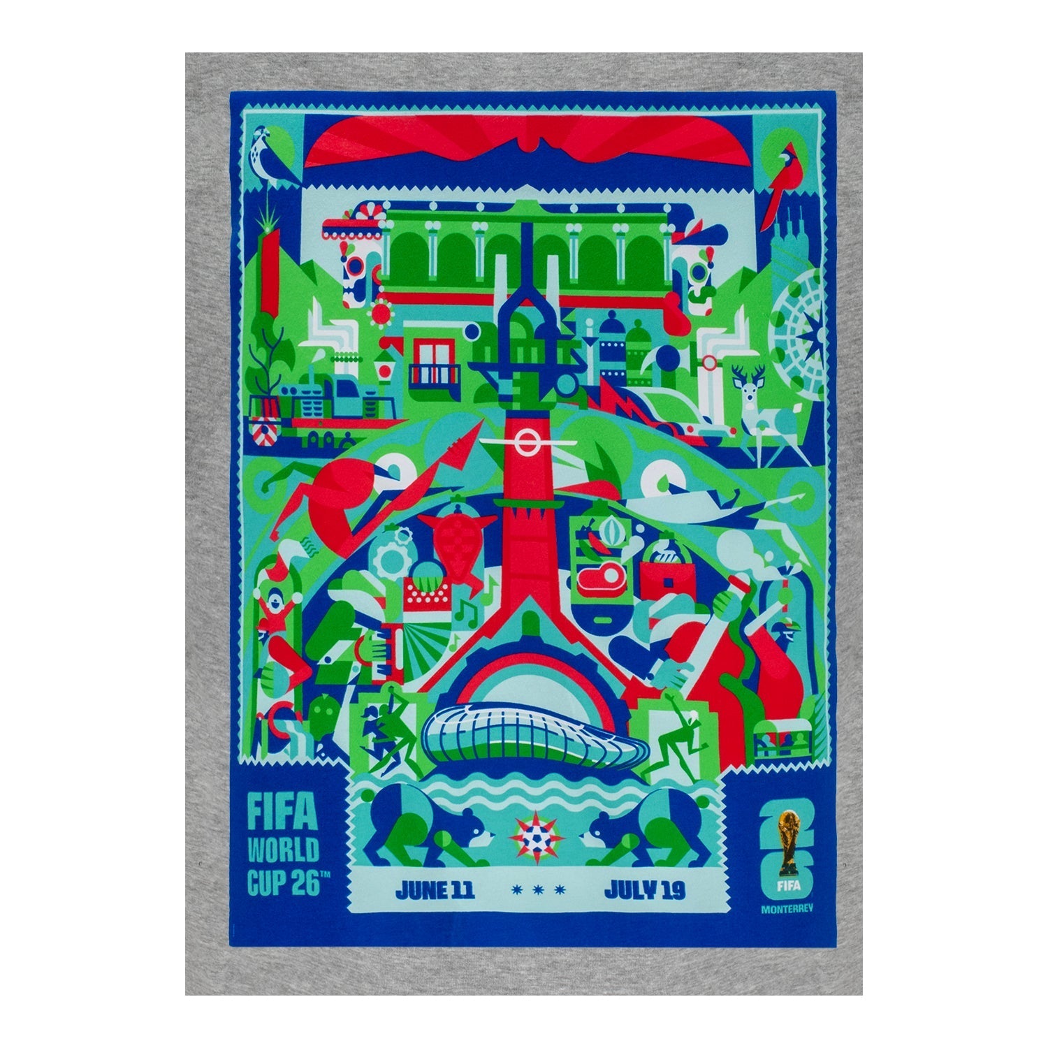 FIFA World Cup 2026™  Monterrey Poster Grey T-Shirt [ESP] - Unisex