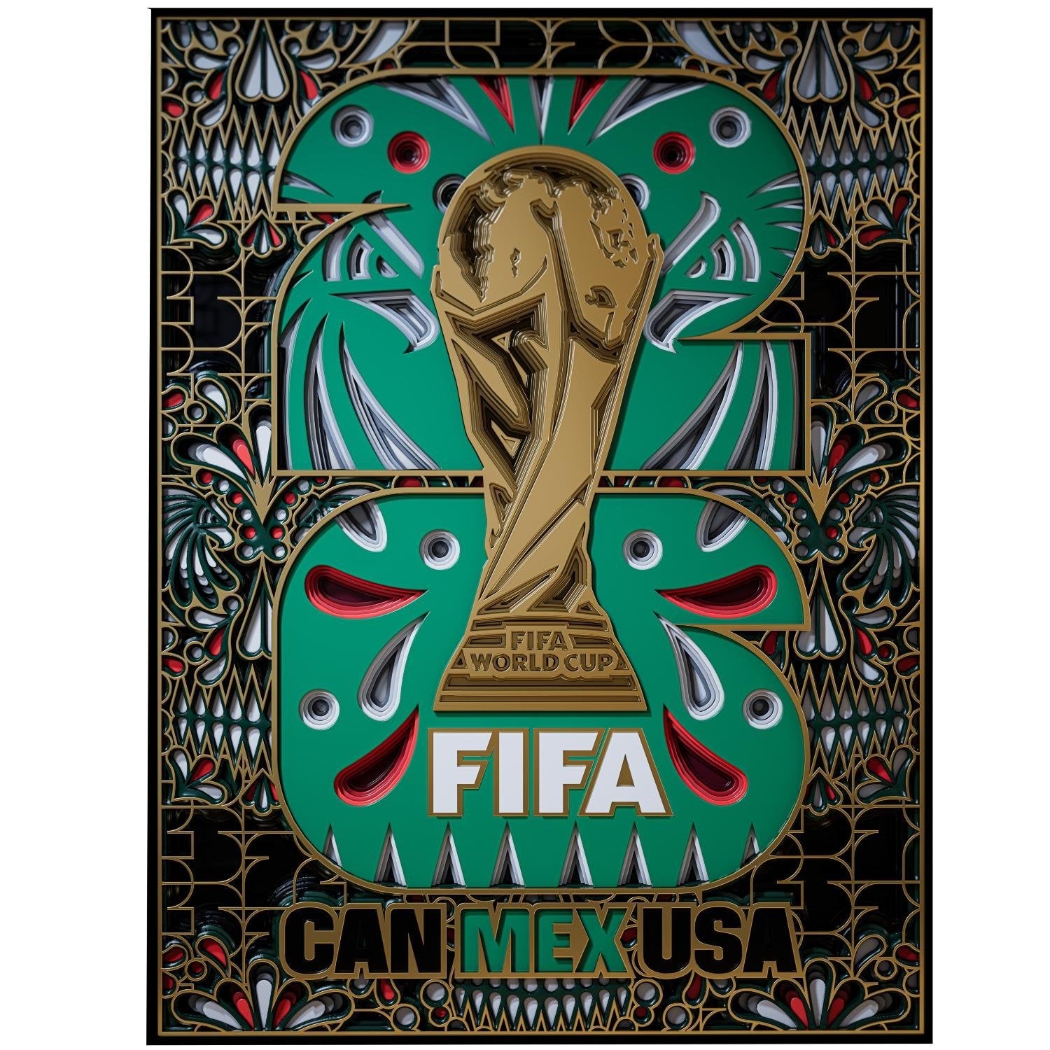 FIFA World Cup 2026™  Mexico Host Country Emblem 3D Wood Art Frame